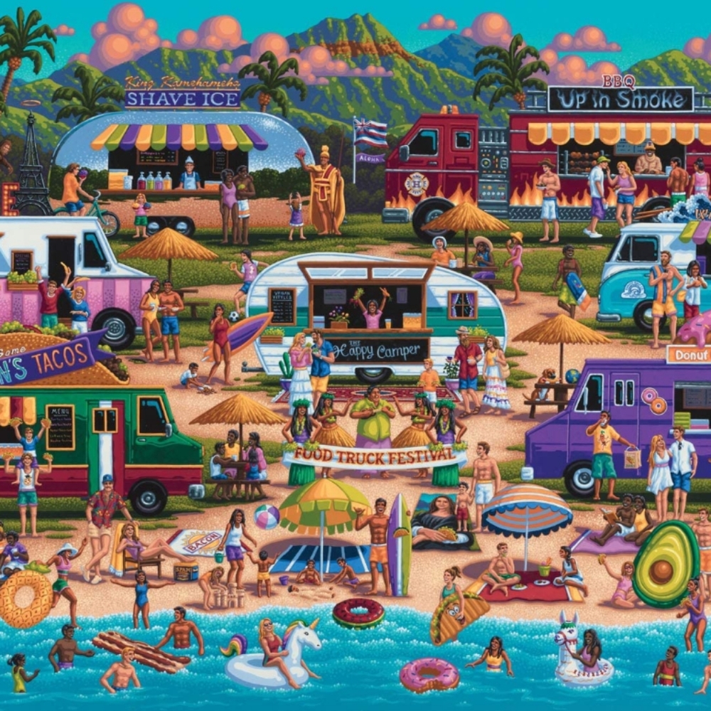 Colorful Beach Food Truck Festival Puzzle